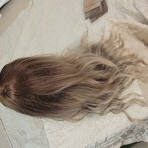 Brown to silver ombre 18 inch wig